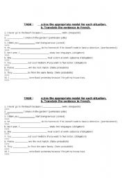 English Worksheet: exercise modals