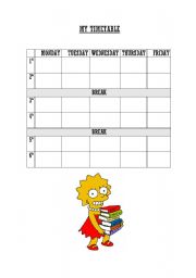 English worksheet: My timetable