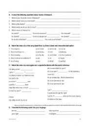 English worksheet: Open Road - Travel and Means of Transport