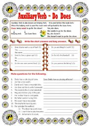 English Worksheet: Auxiliary Verb - Do -Does-Did