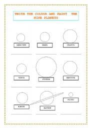 English Worksheet: The planets, Activity