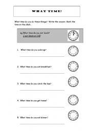 English worksheet: What time?