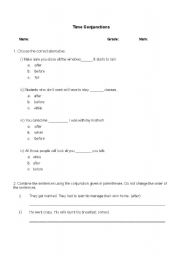 English worksheet: Time Conjunctions