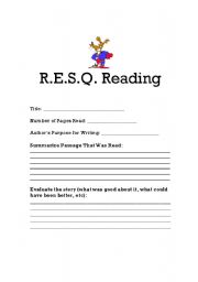 English worksheet: R.E.S.Q Reading