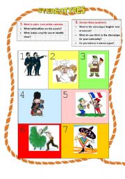 English Worksheet: Warmer activity: Nationalities & Stereotypes