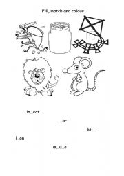 English Worksheet: Colour Match and Fill