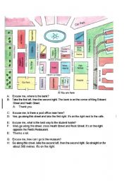 English Worksheet: GIVING DIRECTIONS AND PREPOSITION OF PLACES