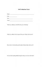 English worksheet: Self Evaluation Form