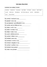 English worksheet: family relations