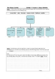 English Worksheet: Preparations for a birthday party
