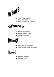 English Worksheet: wh questions