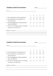 English worksheet: Feedback on book presentations