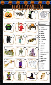 English Worksheet: halloween (number the pictures)