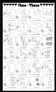 English Worksheet: THESE - THOSE (ANIMALS)