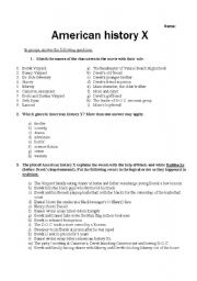 English Worksheet: American history X - various exercises