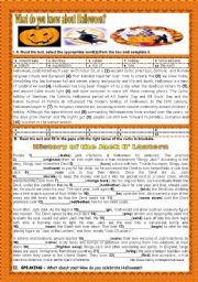 English Worksheet: WHAT DO YOU KNOW ABOUT HALLOWEEN?