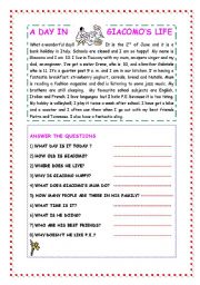 English Worksheet: AN EASY READING