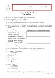 English Worksheet: Spanglish- pre and post-watching activities / formal and informal letters