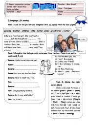 English Worksheet: MID TERM TEST 7TH FORM