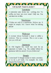 English Worksheet: Call my bluff-SET 2