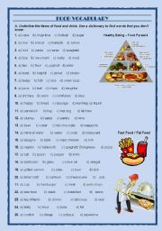 English Worksheet: Food Vocabulary