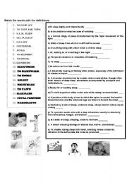 English Worksheet: Sleep Vocabulary
