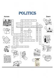 English Worksheet: Politics Crossword
