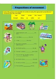 English Worksheet: Prepositions of movement