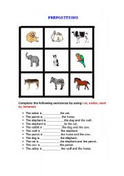 English worksheet: PREPOSITIONS