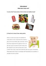 English Worksheet: healthy food at the restaurant