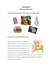 English Worksheet: healthy food at the restaurant