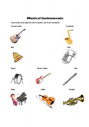 English Worksheet: Musical Instruments