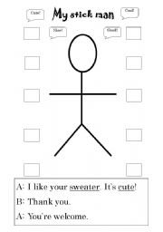 English worksheet: My stick man