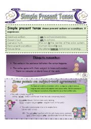 English Worksheet: Simple Present Tense with Subject-Verb agreement