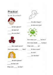 English Worksheet: Is/Are Does/Do Worksheet