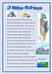 English Worksheet: 3 little fishies