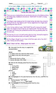 English Worksheet: Fable