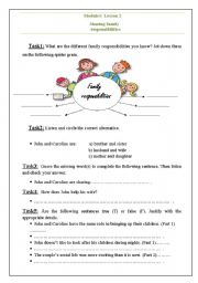 English Worksheet: sharing family responsibilities