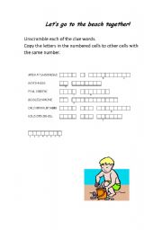 English worksheet: Lets go to the beach together!