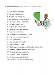 English Worksheet: Correct the mistakes - Present Simple
