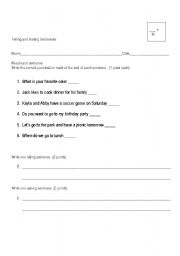 English worksheet: Telling and Asking Sentences