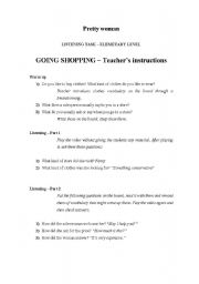 English Worksheet: going shopping - listening/video task