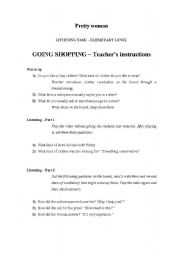 English worksheet: going shopping - listening/video task