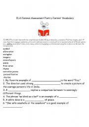 English Worksheet: Poetry Content Vocabulary Quizzes 