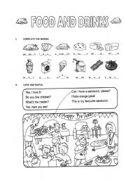 English Worksheet: FOOD AND DRINKS