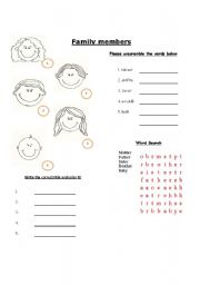 English Worksheet: Family Members Exercise 1