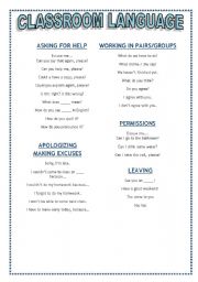 English Worksheet: Classroom language