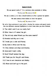 English Worksheet: Speech Marks practice