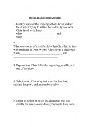 English Worksheet: Pursuit of Happyness Movie Worksheet