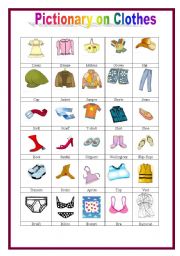 English Worksheet: Pictionary on Clothes